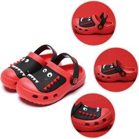 img 1 attached to 🦕 RJVW Dinosaur Slippers for Toddlers: Cartoon Boys' Shoes, Clogs & Mules