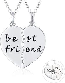 img 4 attached to 👯 Waysles Best Friends Necklaces for 2 - Sterling Silver Broken Heart Pendant Necklace Set - Cute BFF Friendship Jewelry Gift for Women, Sisters, Twins, Daughter, Girls, Teens