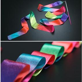 img 1 attached to ✨ Nnty Gluck 6 PC 2m Starry Sky Rainbow Dancer Ribbons with Twirling Wands for Kids Dancing - CE & EN71 Approved