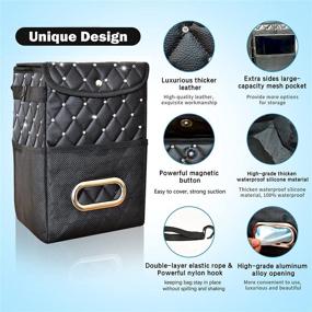 img 3 attached to 🚗 ShauBaby Bling Car Trash Can - Waterproof Car Trash Bag with Lid, Tissue Holder, and Multiple Storage Pockets - Foldable Car Garbage Can for Versatile Storage - 3.2 Gallon/12L Capacity