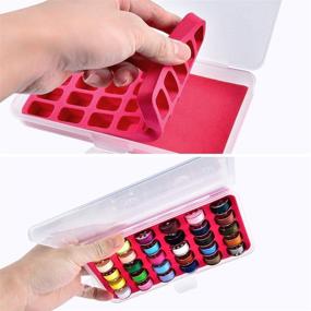 img 2 attached to Compact Red Bobbin Holder Storage Case - Organize 30 Bobbins for Brother Sewing Machine (Box Only)