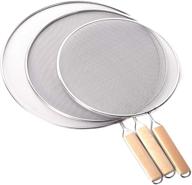 🍳 set of 3 stainless steel grease splatter screens - frying pan splatter guard mesh shield for kitchen cooking supplies - sizes 9.8&#34;, 11.5&#34; and 13&#34; inches logo