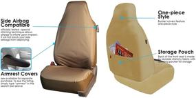 img 1 attached to 🚗 FH Group FB113BEIGE114 Waterproof Car Seat Covers in Tan Oxford Rugged Style (Full Set, High Back Water Resistant) - Beige