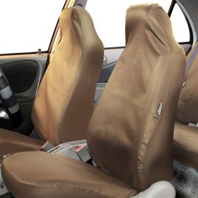 img 3 attached to 🚗 FH Group FB113BEIGE114 Waterproof Car Seat Covers in Tan Oxford Rugged Style (Full Set, High Back Water Resistant) - Beige