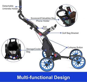 img 3 attached to 🏌️ WIN.MAX Golf Push Cart with Foot Brake, Stylish Scorecard Holder, Detachable Umbrella Holder - Easy to Fold and Maneuver 3 Wheel Caddy Cart for Golfers