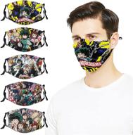 🎭 5pcs anime face mouth cover set - reusable with 10 fi-lters and adjustable elastic straps for men, women, and adults logo