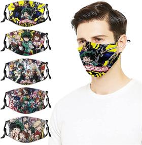 img 4 attached to 🎭 5PCS Anime Face Mouth Cover Set - Reusable with 10 Fi-Lters and Adjustable Elastic Straps for Men, Women, and Adults