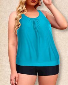 img 1 attached to 👙 Yonique Plus Size Tankini Swimsuits for Women: Stylish Blouson Tankini Tops with Swim Shorts - Two Piece Bathing Suits