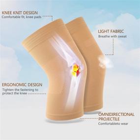 img 3 attached to 🩲 Beige M Lightweight Knee Sleeves for Joint Pain Relief & Injury Recovery - 1 Pair, Men Women Compression Knee Brace for Arthritis, ACL, MCL, Sports – Wear Under Pants