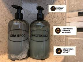 img 2 attached to 🚿 Bottiful Home-16 oz Grey Shower Dispensers-3 Refillable PET Plastic Pump Bottles-Printed Design-Waterproof, Rust-Free, Clog-Free, Drip-Free