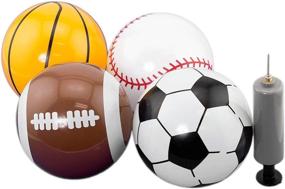 img 4 attached to ⚽ Adorox Pack of 4, 5-inch Sports Balls with Inflatable Pump (Soccer, Basketball, Baseball, and Football)