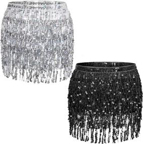 img 4 attached to Sequin Fringe Skirts Festival Costumes Sports & Fitness for Other Sports