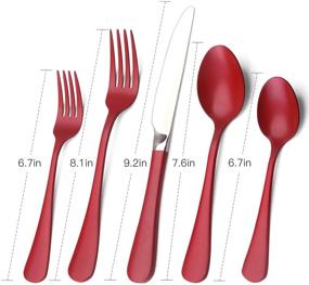 img 3 attached to 🍴 Premium Red Silverware Set: Bysta 20-Piece Stainless Steel Flatware for Home and Restaurant - Service for 4, Mirror Polished Knives, Dishwasher Safe