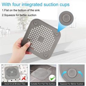 img 2 attached to 🛁 2-Pack Silicone Drain Hair Catcher for Shower/Bathtub, Easy to Install & Clean - Suitable for Bathroom and Kitchen (White/Grey)