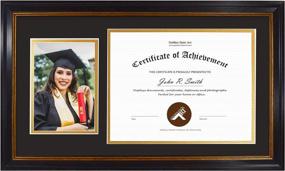 img 4 attached to 🖼️ Golden State Art 8.5x11 Certificate and 5x7 Picture Diploma Frame - 2 Openings - Black with Gold Trim and Burgundy Accents - Black over Gold Double Mat - Real Glass - Wall Mount