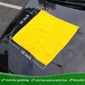 img 3 attached to 🧽 ECOREPUBLIC Premium Microfiber Cleaning Cloth: Ultra-Soft Plush Car Drying Towel for Cars, Glass and Household Use - Yellow, 16'' x 16'' - 1 Pack