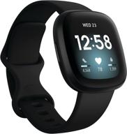 🕒 fitbit versa 3 смарт-часы с gps, постоянным контролем пульса 24/7, встроенной алексой, батареей на 6+ дней, черные, размер один (в комплекте ремешки s и l) логотип