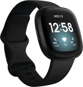 img 4 attached to 🕒 Fitbit Versa 3 Смарт-часы с GPS, постоянным контролем пульса 24/7, встроенной Алексой, батареей на 6+ дней, черные, размер один (в комплекте ремешки S и L)