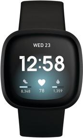 img 3 attached to 🕒 Fitbit Versa 3 Смарт-часы с GPS, постоянным контролем пульса 24/7, встроенной Алексой, батареей на 6+ дней, черные, размер один (в комплекте ремешки S и L)