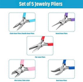 img 3 attached to Versatile 5-Piece Jewelry Making Pliers Set: Needle Nose, Round Nose, Wire Cutter, Bent Nose, and Flat Nose - Perfect for Jewelry Beading, Cutting, Wrapping, and DIY Crafts