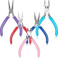 versatile 5-piece jewelry making pliers set: needle nose, round nose, wire cutter, bent nose, and flat nose - perfect for jewelry beading, cutting, wrapping, and diy crafts logo