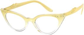 img 3 attached to Womens Rhinestone Embellished Glasses Yellow