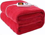 🔥 premium electric heated blankets: 72"x84" full size throws with double-layer flannel, 10 heating levels, auto-off, overheating protection, machine washable logo