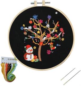 img 4 attached to Louise Maelys Christmas Embroidery Kit: Winter Snow Tree Pattern Cross Stitch Set for Easy Home Decorations