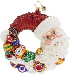 img 2 attached to Full Circle Wreath Santa Christmas Ornament: Hand-Crafted European Glass by Christopher Radko