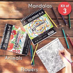 img 3 attached to 🎨 Adult Coloring Books Set: Animals, Flowers & Mandala - 3 Packs of 40 Detachable Sheets (8.2 x 9.4 Inches) - Art Supplies for Art Therapy, Anxiety & Stress Relief