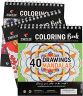 🎨 adult coloring books set: animals, flowers & mandala - 3 packs of 40 detachable sheets (8.2 x 9.4 inches) - art supplies for art therapy, anxiety & stress relief logo