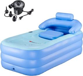 img 4 attached to 🛀 WBHome Inflatable Bath Tub: Portable PVC Bathtub for Adult Bathroom SPA + Electric Air Pump - Blue