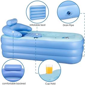 img 3 attached to 🛀 WBHome Inflatable Bath Tub: Portable PVC Bathtub for Adult Bathroom SPA + Electric Air Pump - Blue