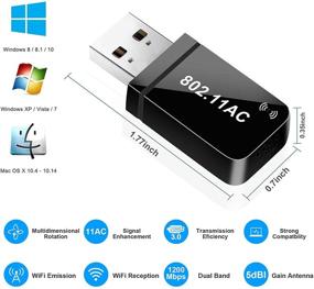 img 3 attached to 🔌 Высокоскоростной WiFi адаптер USB 3.0 1200Мбит/с для ПК/настольного компьютера/ноутбука - Двухдиапазонный AC 5,8ГГц/2,4ГГц Dongle с встроенной антенной - Совместим с Windows 10/7/8/8.1/XP/Mac OS Linux