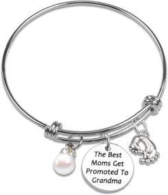 img 4 attached to 👣 LLsuy New Grandma Gift: Best Mom Gift - Grandma Bracelet with Baby Footprint Charm