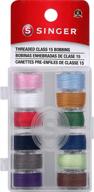 singer 21495 class 15 transparent threaded bobbins, assorted colors pack of 12 logo