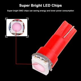 img 1 attached to cciyu 10 Pack Xenon Pink Car T5 5050 1SMD Wedge LED Light Bulbs: Dashboard Instrument Panel Replacement Lamps - Set of 10