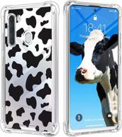 stylish and protective kanghar samsung galaxy a21 case cow printing black cute pattern clear cover-6.5inch logo