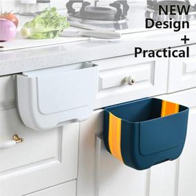 img 3 attached to 🗑️ NEEMAY Hanging Folding Trash Can: Collapsible Kitchen Cabinet Door Waste Bin, Foldable Garbage Can Holder for Bathroom, Bedroom, Home, Car, Camping - Lake Blue