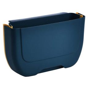 img 4 attached to 🗑️ NEEMAY Hanging Folding Trash Can: Collapsible Kitchen Cabinet Door Waste Bin, Foldable Garbage Can Holder for Bathroom, Bedroom, Home, Car, Camping - Lake Blue