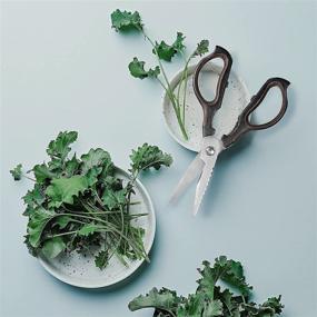 img 3 attached to Стильные черные и коричневые кухонные ножницы - надежные универсальные ножницы для птицы, мяса, приготовления пищи и продуктов.
