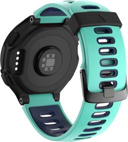 img 3 attached to Pwkutn Breathable Watch Band - Soft Silicone 🔵 Strap - Lightweight Wristband for Garmin Forerunner 220/230/235/620/630/735XT/235Lite - Blue-DARKBLUE