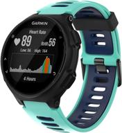 pwkutn breathable watch band - soft silicone 🔵 strap - lightweight wristband for garmin forerunner 220/230/235/620/630/735xt/235lite - blue-darkblue logo