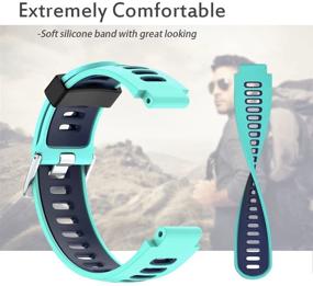 img 2 attached to Pwkutn Breathable Watch Band - Soft Silicone 🔵 Strap - Lightweight Wristband for Garmin Forerunner 220/230/235/620/630/735XT/235Lite - Blue-DARKBLUE