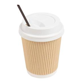 img 1 attached to 🥤 50 Pack 8 oz Insulated Coffee Cups with Lids and Stirring Straws - Eco-friendly Kraft Paper Disposable Cups