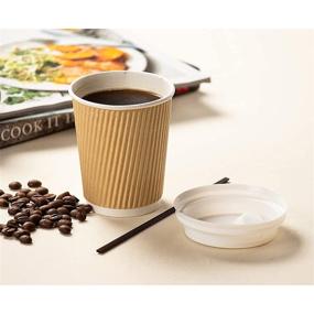 img 2 attached to 🥤 50 Pack 8 oz Insulated Coffee Cups with Lids and Stirring Straws - Eco-friendly Kraft Paper Disposable Cups