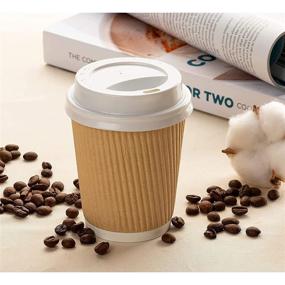 img 3 attached to 🥤 50 Pack 8 oz Insulated Coffee Cups with Lids and Stirring Straws - Eco-friendly Kraft Paper Disposable Cups