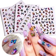 🦋 self-adhesive holographic butterfly nail stickers: 12 sheets of colorful laser nail decals – perfect women's nail art decoration logo