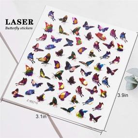 img 1 attached to 🦋 Self-Adhesive Holographic Butterfly Nail Stickers: 12 Sheets of Colorful Laser Nail Decals – Perfect Women's Nail Art Decoration