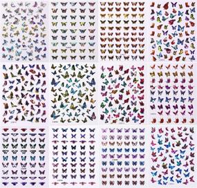 img 3 attached to 🦋 Self-Adhesive Holographic Butterfly Nail Stickers: 12 Sheets of Colorful Laser Nail Decals – Perfect Women's Nail Art Decoration